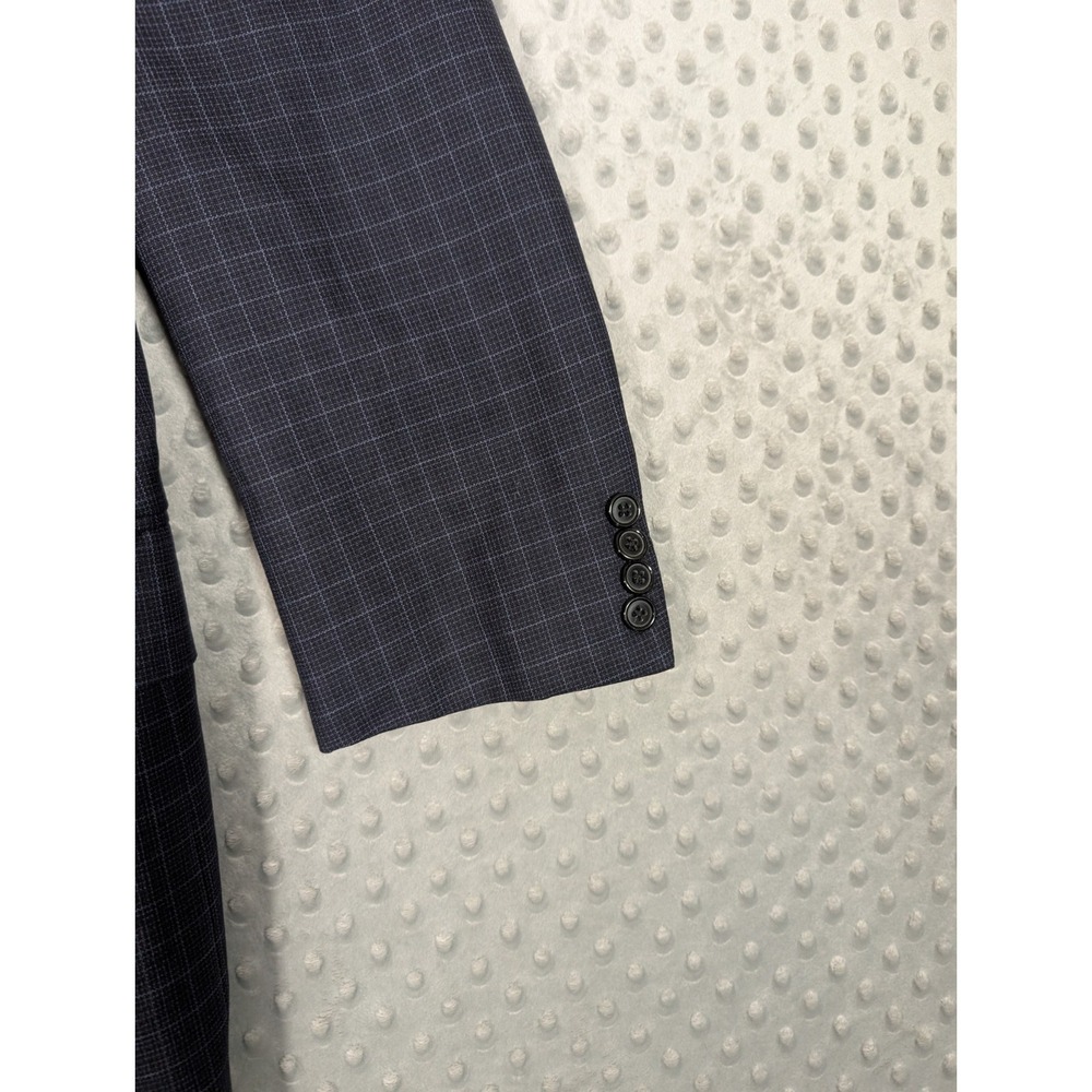 Ermenegildo Zegna Wool Blazer Men's 38R Saks Fifth Avenue Check Navy Jacket - Picture 3 of 16